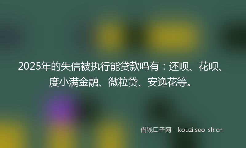 2025年的失信被执行能贷款吗有：还呗、花呗、度小满金融、微粒贷、安逸花等。