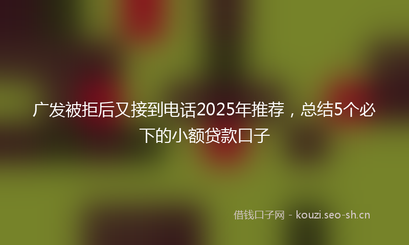 广发被拒后又接到电话2025年推荐，总结5个必下的小额贷款口子