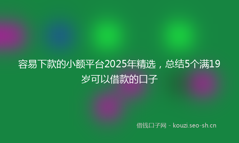 容易下款的小额平台2025年精选，总结5个满19岁可以借款的口子