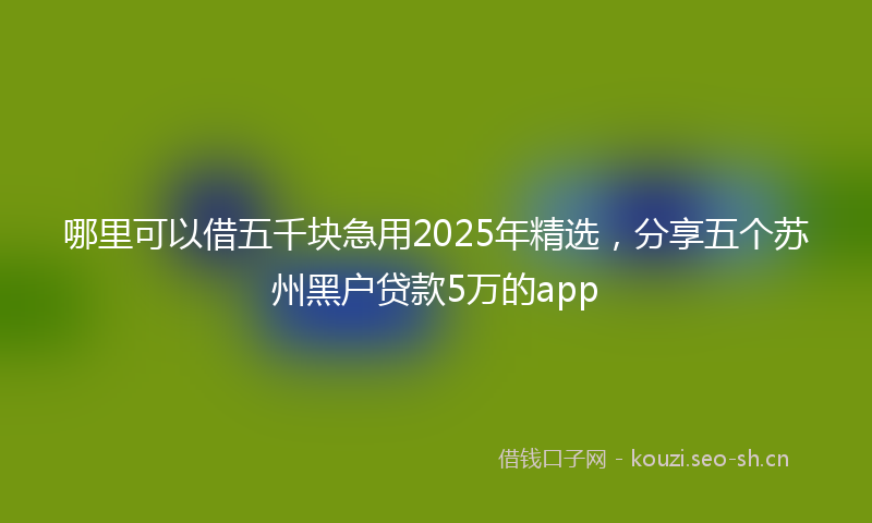 哪里可以借五千块急用2025年精选,分享五个苏州黑户贷款5万的app