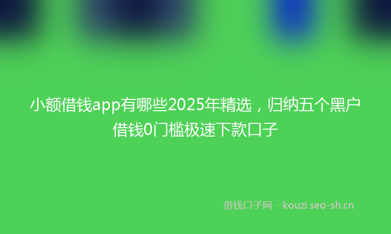 小额借钱app有哪些2025年精选，归纳五个黑户借钱0门槛极速下款口子