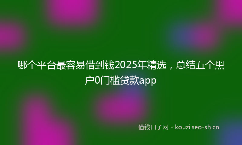哪个平台最容易借到钱2025年精选，总结五个黑户0门槛贷款app