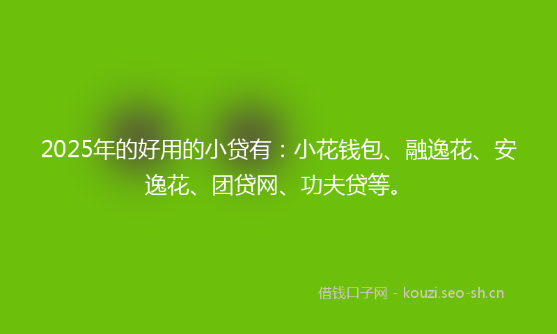 2025年的好用的小贷有：小花钱包、融逸花、安逸花、团贷网、功夫贷等。
