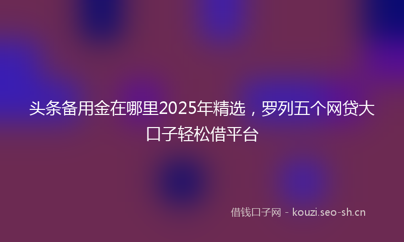 头条备用金在哪里2025年精选，罗列五个网贷大口子轻松借平台