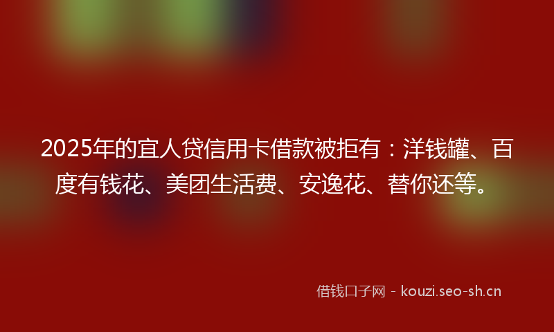 2025年的宜人贷信用卡借款被拒有：洋钱罐、百度有钱花、美团生活费、安逸花、替你还等。