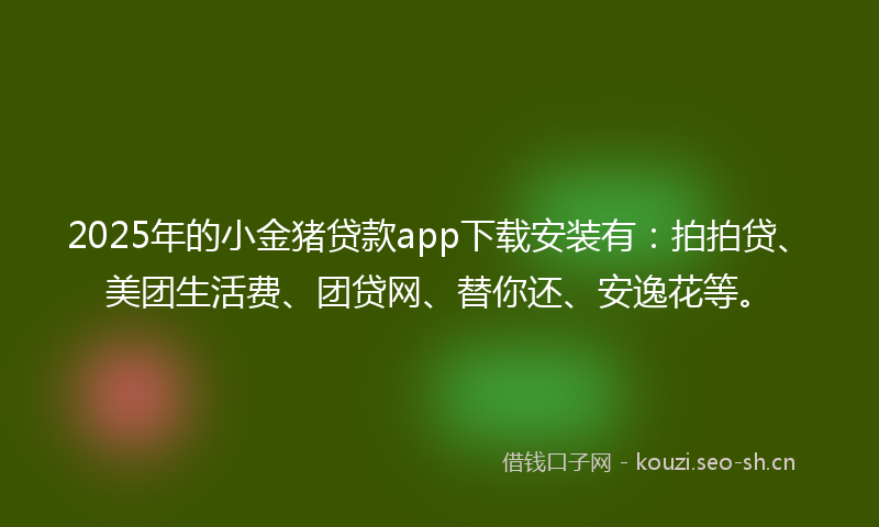 2025年的小金猪贷款app下载安装有：拍拍贷、美团生活费、团贷网、替你还、安逸花等。