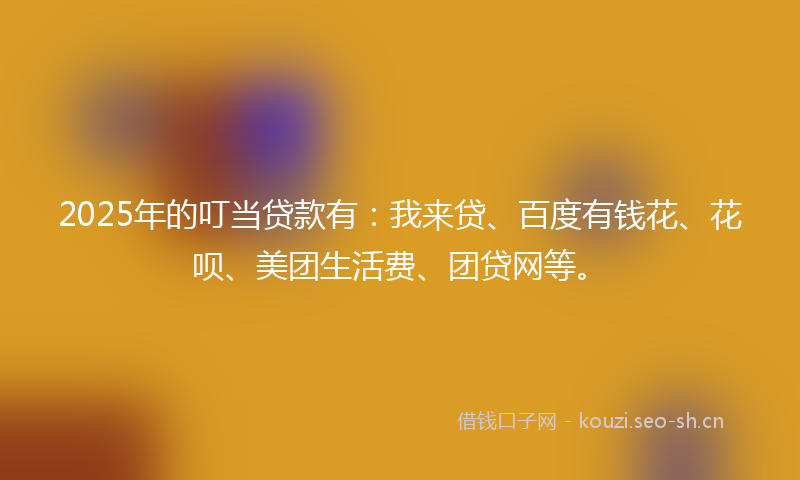 2025年的叮当贷款有：我来贷、百度有钱花、花呗、美团生活费、团贷网等。