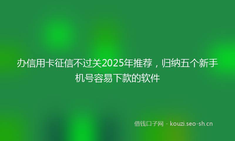 办信用卡征信不过关2025年推荐，归纳五个新手机号容易下款的软件