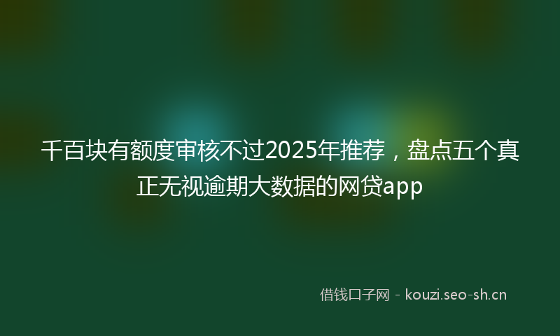 千百块有额度审核不过2025年推荐，盘点五个真正无视逾期大数据的网贷app