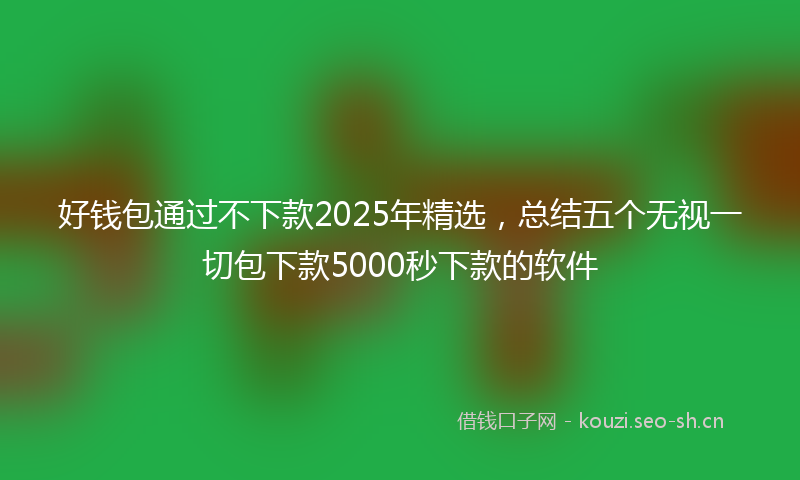 好钱包通过不下款2025年精选，总结五个无视一切包下款5000秒下款的软件