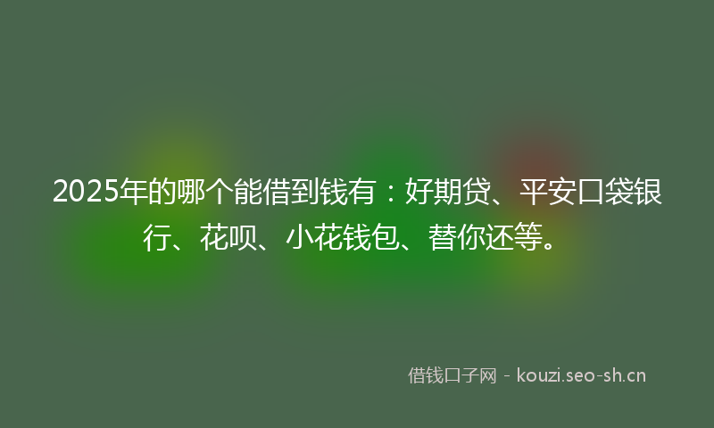 2025年的哪个能借到钱有：好期贷、平安口袋银行、花呗、小花钱包、替你还等。