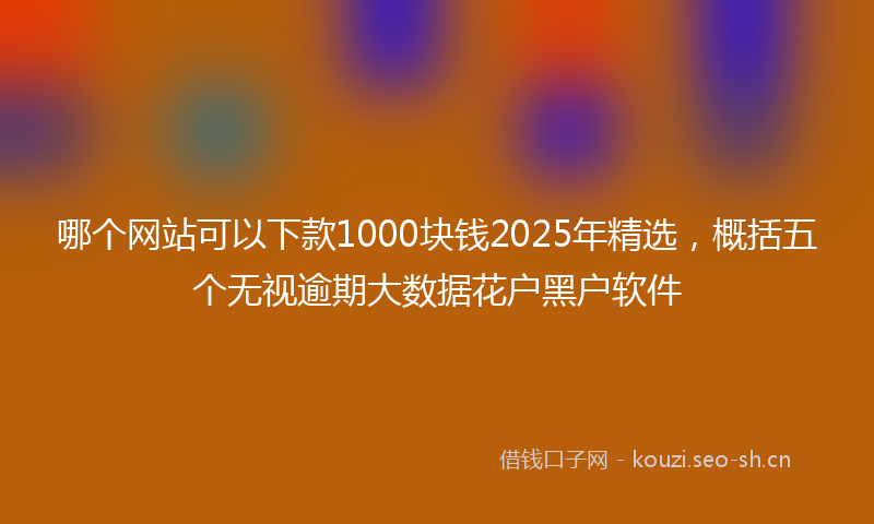 哪个网站可以下款1000块钱2025年精选，概括五个无视逾期大数据花户黑户软件