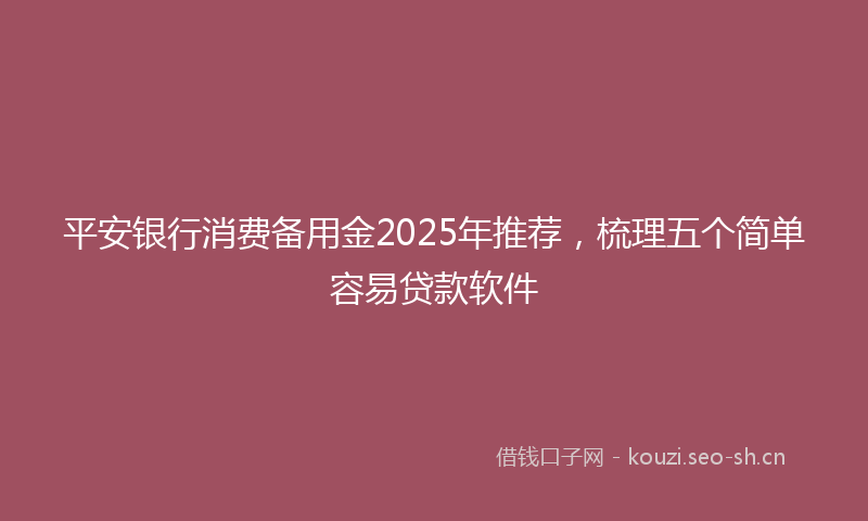 平安银行消费备用金2025年推荐，梳理五个简单容易贷款软件