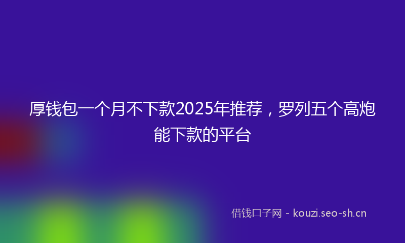 厚钱包一个月不下款2025年推荐，罗列五个高炮能下款的平台