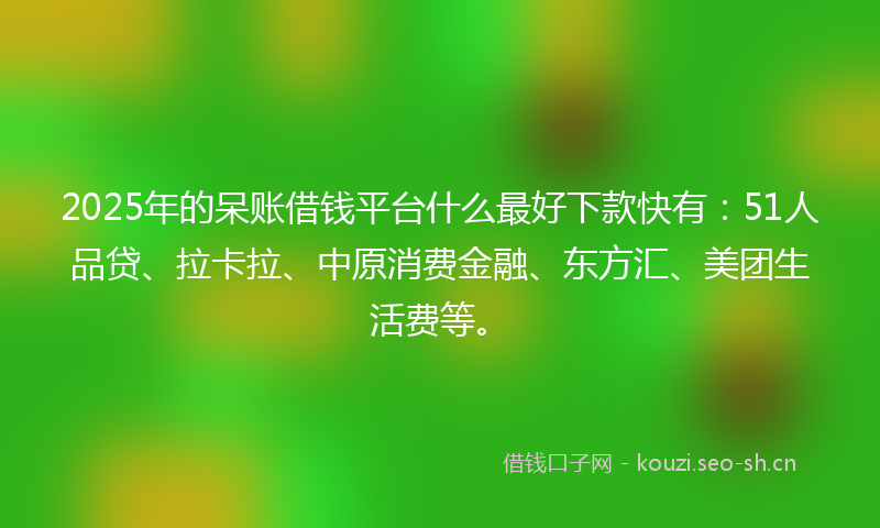 2025年的呆账借钱平台什么最好下款快有:51人品贷、拉卡拉、中原消费金融、东方汇、美团生活费等。