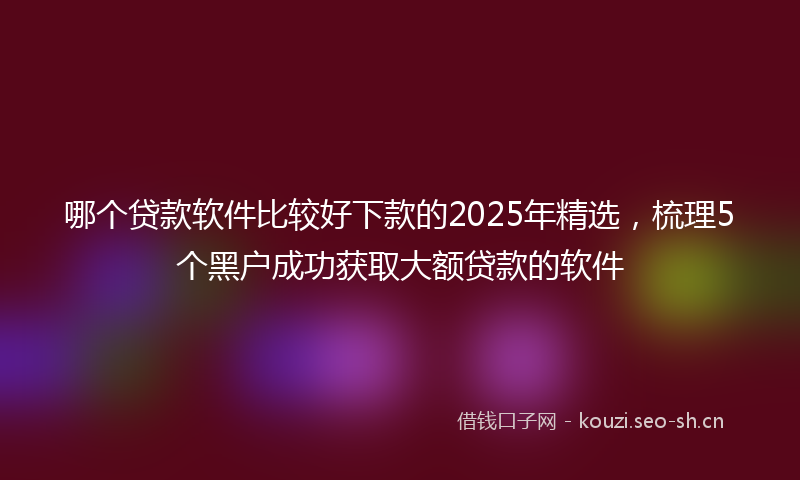 哪个贷款软件比较好下款的2025年精选,梳理5个黑户成功获取大额贷款的软件