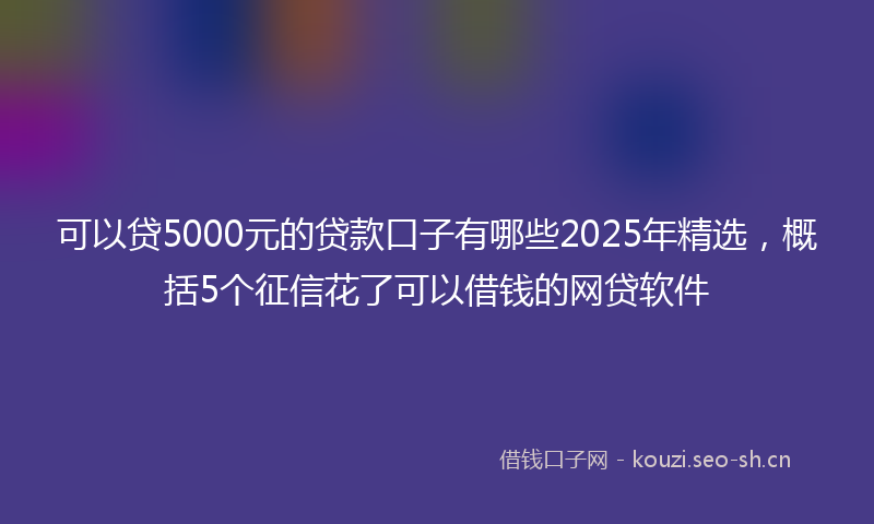可以贷5000元的贷款口子有哪些2025年精选，概括5个征信花了可以借钱的网贷软件