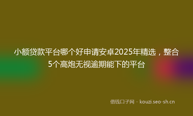 小额贷款平台哪个好申请安卓2025年精选，整合5个高炮无视逾期能下的平台