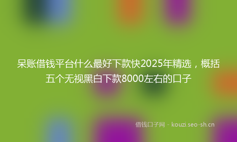 呆账借钱平台什么最好下款快2025年精选，概括五个无视黑白下款8000左右的口子