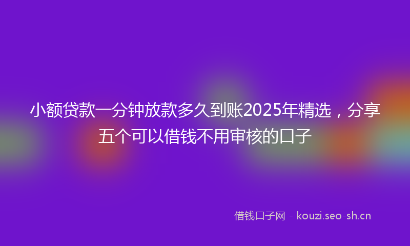 小额贷款一分钟放款多久到账2025年精选，分享五个可以借钱不用审核的口子