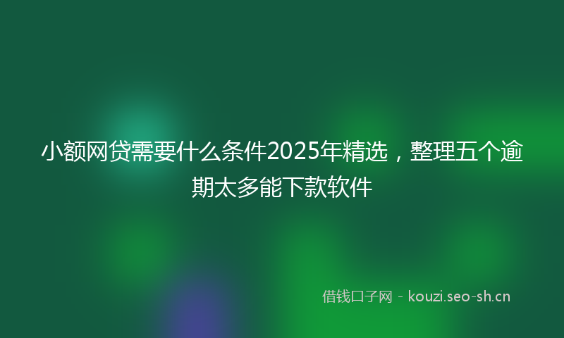 小额网贷需要什么条件2025年精选，整理五个逾期太多能下款软件
