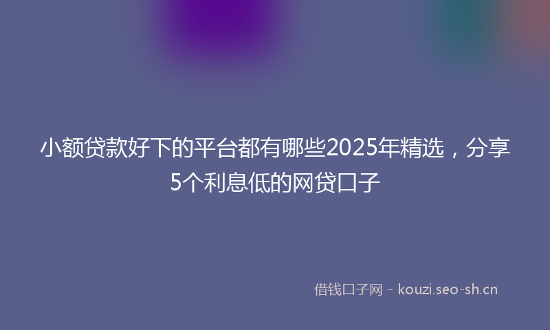 小额贷款好下的平台都有哪些2025年精选，分享5个利息低的网贷口子