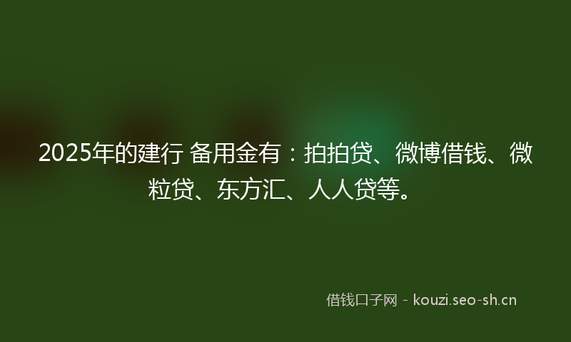 2025年的建行 备用金有：拍拍贷、微博借钱、微粒贷、东方汇、人人贷等。