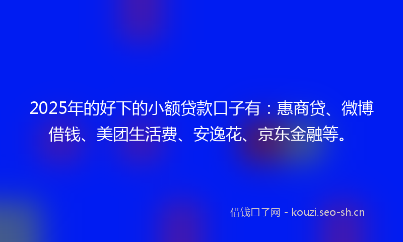 2025年的好下的小额贷款口子有：惠商贷、微博借钱、美团生活费、安逸花、京东金融等。