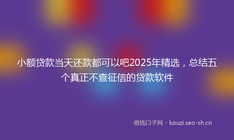小额贷款当天还款都可以吧2025年精选，总结五个真正不查征信的贷款软件