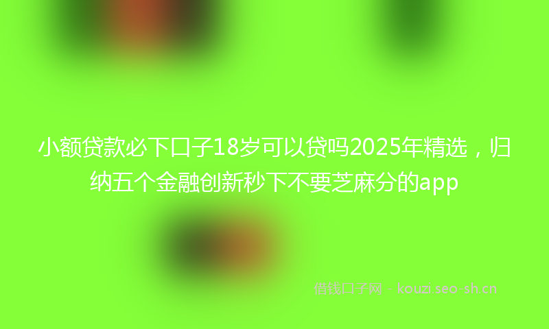 小额贷款必下口子18岁可以贷吗2025年精选，归纳五个金融创新秒下不要芝麻分的app