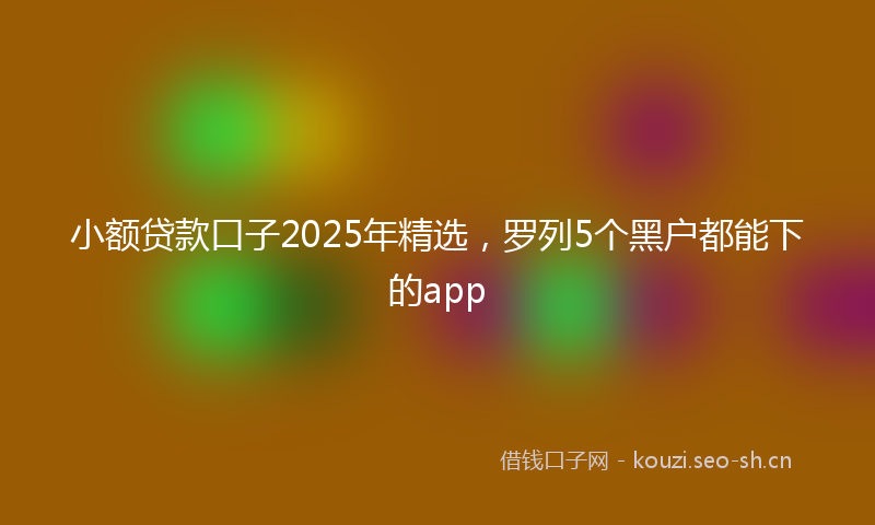 小额贷款口子2025年精选，罗列5个黑户都能下的app