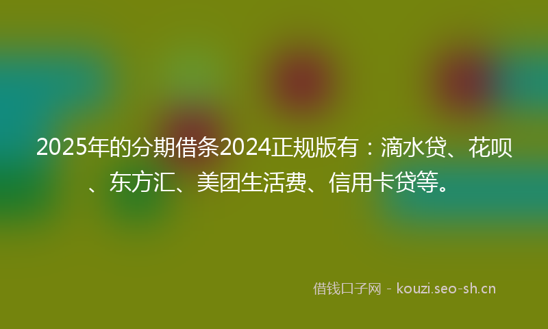 2025年的分期借条2024正规版有：滴水贷、花呗、东方汇、美团生活费、信用卡贷等。