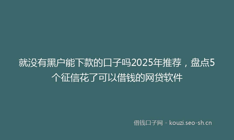 就没有黑户能下款的口子吗2025年推荐，盘点5个征信花了可以借钱的网贷软件
