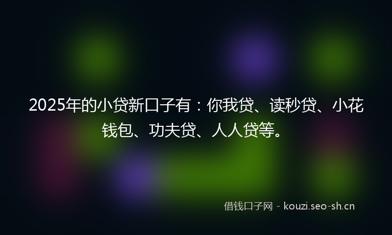 2025年的小贷新口子有：你我贷、读秒贷、小花钱包、功夫贷、人人贷等。