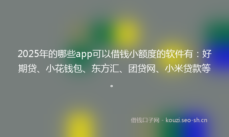 2025年的哪些app可以借钱小额度的软件有：好期贷、小花钱包、东方汇、团贷网、小米贷款等。