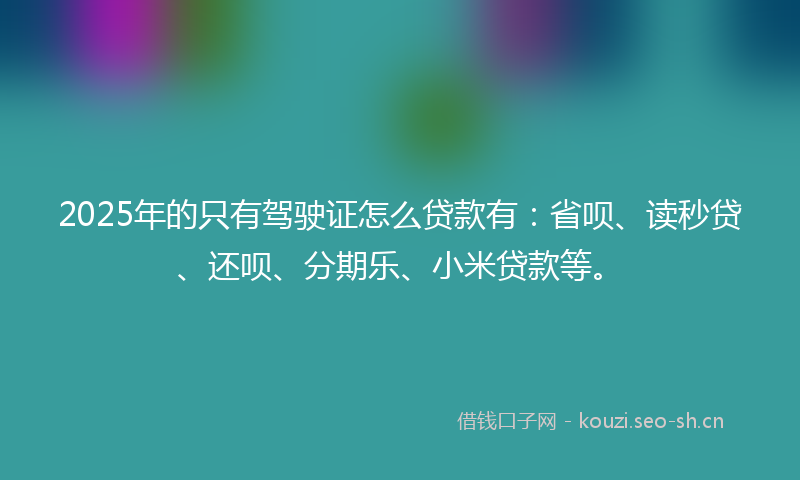 2025年的只有驾驶证怎么贷款有：省呗、读秒贷、还呗、分期乐、小米贷款等。