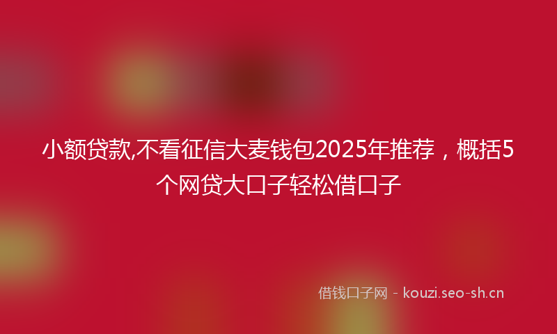 小额贷款,不看征信大麦钱包2025年推荐，概括5个网贷大口子轻松借口子
