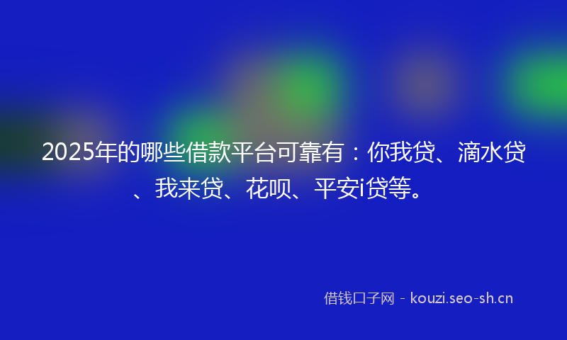 2025年的哪些借款平台可靠有：你我贷、滴水贷、我来贷、花呗、平安i贷等。