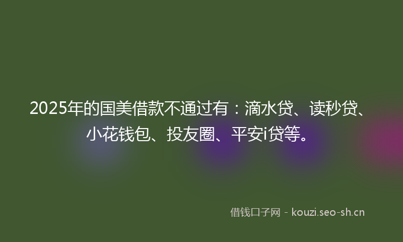 2025年的国美借款不通过有:滴水贷、读秒贷、小花钱包、投友圈、平安i贷等。