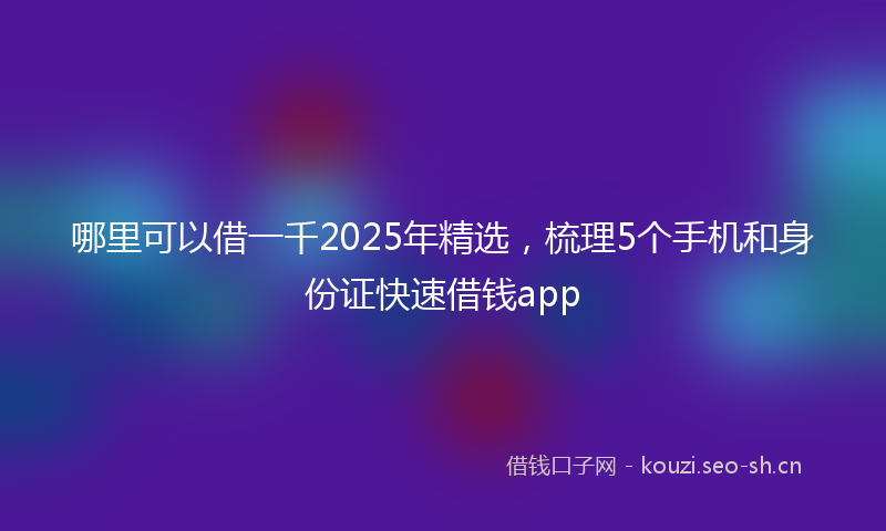 哪里可以借一千2025年精选，梳理5个手机和身份证快速借钱app