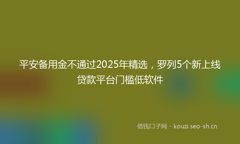 平安备用金不通过2025年精选，罗列5个新上线贷款平台门槛低软件
