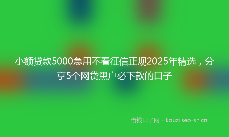 小额贷款5000急用不看征信正规2025年精选，分享5个网贷黑户必下款的口子