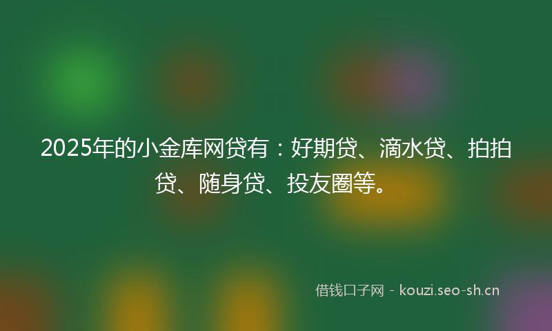 2025年的小金库网贷有：好期贷、滴水贷、拍拍贷、随身贷、投友圈等。