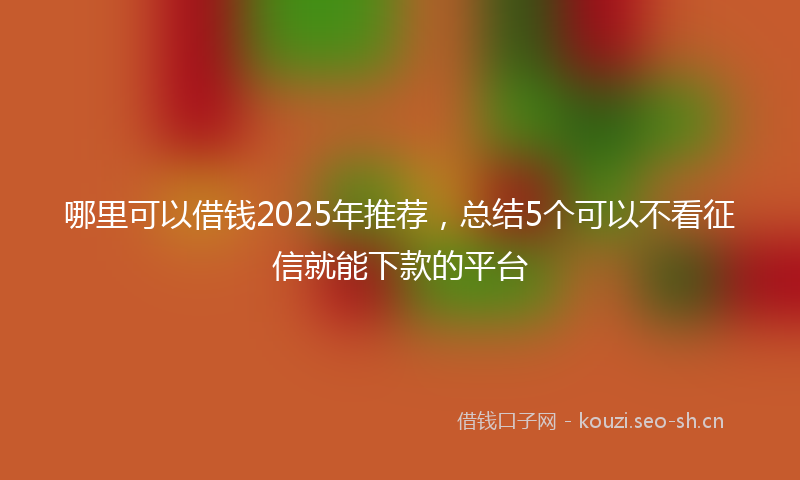 哪里可以借钱2025年推荐,总结5个可以不看征信就能下款的平台
