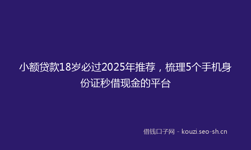 小额贷款18岁必过2025年推荐，梳理5个手机身份证秒借现金的平台