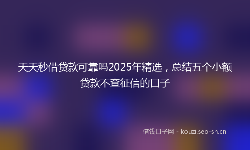 天天秒借贷款可靠吗2025年精选，总结五个小额贷款不查征信的口子