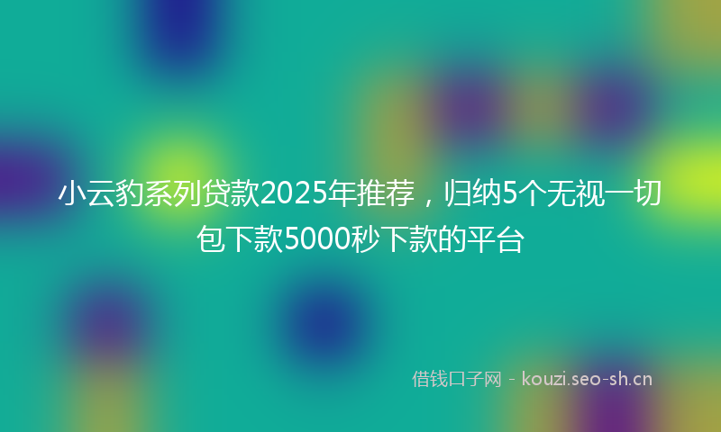 小云豹系列贷款2025年推荐，归纳5个无视一切包下款5000秒下款的平台
