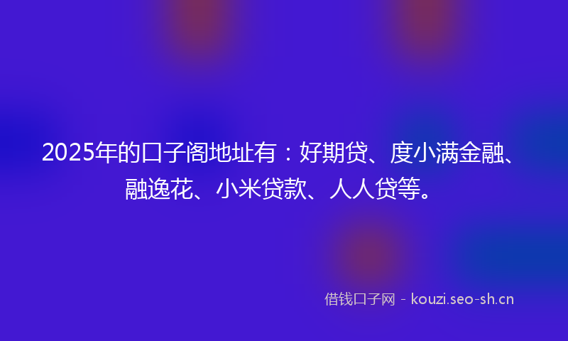 2025年的口子阁地址有：好期贷、度小满金融、融逸花、小米贷款、人人贷等。