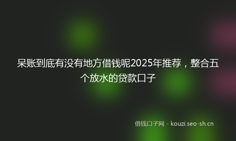 呆账到底有没有地方借钱呢2025年推荐，整合五个放水的贷款口子