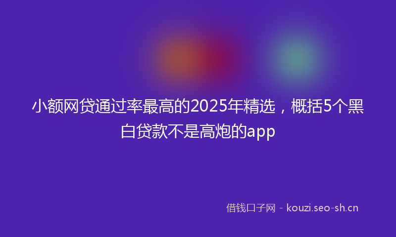小额网贷通过率最高的2025年精选，概括5个黑白贷款不是高炮的app
